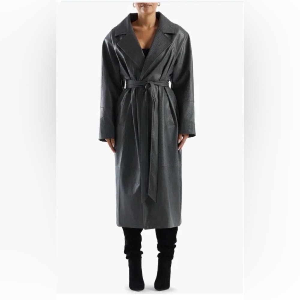 Naked Wardrobe Croc print gray trench